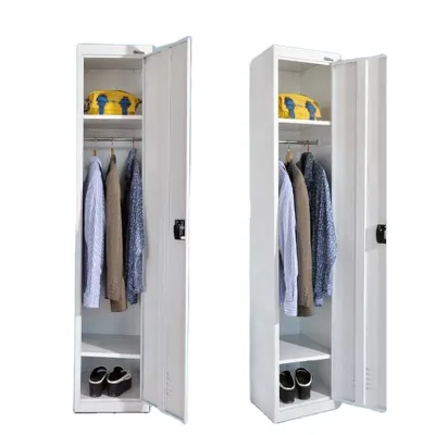 Public Places Locker Rooms Narrow Made of Metal Locker Cabinet Key Lock