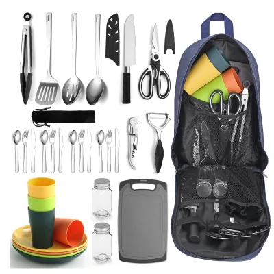 Camping Essentials, Camping Cooking Utensils Set, Camping Accessories Gear Must Haves, Come With Camping Silverware Sets