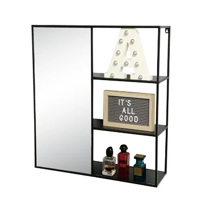 High Load 3-layer Open Storage Shelf Mirror Stand Shelf Floor Standing Mirror Standing Mirror