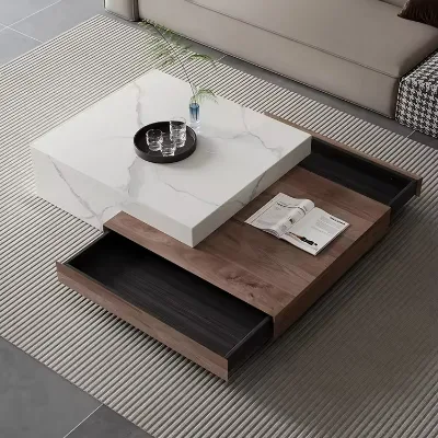 Wabi Sabi Style Square Super Large Coffee Table High-End Modern Light Luxury Living Room Coffee Table Modern