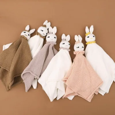 Baby Lovey Cotton Knitted Baby Security Blanket Bunny Pentagram Comforter Blanket Soft Cute Safety Blanket Tor Boys and Girls