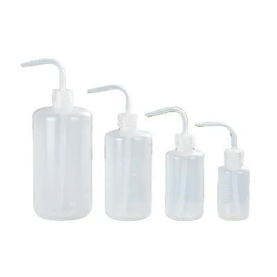 250ml Round White Plastic Squeeze Wash Bottles with Screw Cap Long Nozzle
