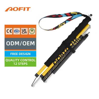 Aofit Professional Adjustable Trekking Stick Carbon Fiber Shaft Tungsten Steel Tips Quick Lock Lightweight EVA Handle for Hiking