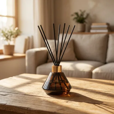 Natural Keychain Irregular Accessories Holographic Lotion Personalized Honey Brown Taixin Ribbed Reed Diffuser Bottle Screw Cap