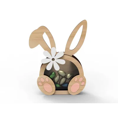 Factory Supply Wooden Craft Wooden Easter Rabbit Box Easter Bunny Box for Chocolate Candy