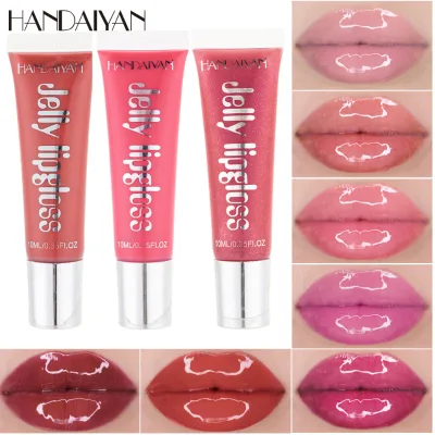 Hot-Selling Candy Color Soft Tube Jelly Lip Gloss Transparent Glass Mirror Lip Glaze Moisturizing Girls Plump Lip Gloss