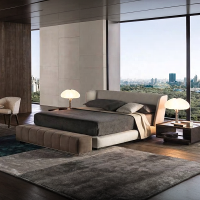 High-end Perfect for Contemporary Bedrooms Double Bed Modern Luxury Comfortable king Size Sleep Fabric Bed with Ergonomic Design