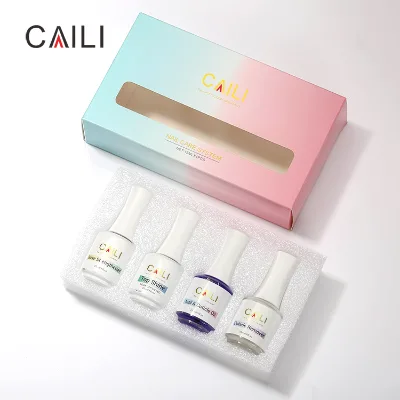 Caili UV Gel Top Coat Base Coat Cuticle Oil Cuticle Remover Gel Nail Care Polish Kit