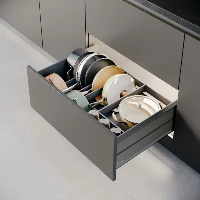 Aluminum Kitchen Pull Out Basket Drawer Pot Rack and Bottle Rack Cabinet Hardware Accessory Drawer Kitchen Storage Drawer