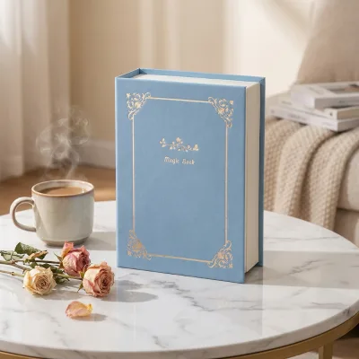 Aesthetic Hidden Book Blue PU Leather Jewellery Box Magnetic Closure Portable Jewelry Case for Travel Gifts