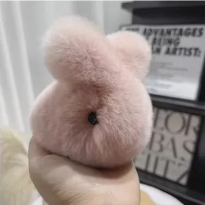 Rex Rabbit Fur Plushie Rabbit Keychain Mini Bag Charms Pendant Cute Dead Bunny Rabbit Stuffed Animal Bunny Plush Keychains Toys