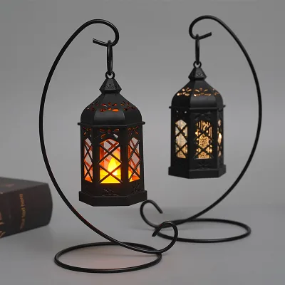 Lamp Plastic Decoration hang Lantern Flickering LED Candles Realistic Vintage LED Decorative Lantern Prop Wedding Decor