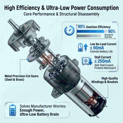 Mini DC Gear Motor 1.5V 3V 3.7V 90% Efficiency 10mm Gearbox for Smart Lock Cabinet Bicycle Lock E-lock
