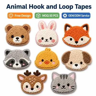 Personalized Japanese Korean Style Animal Patches Hook and Loop Embroidered Chenille Badges Wholesale Factory OEM ODM Bulk
