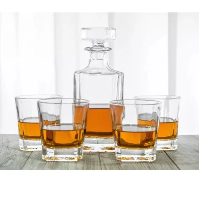 Hot Sale square Base 300ml Creative Whiskey Glass for Decanter