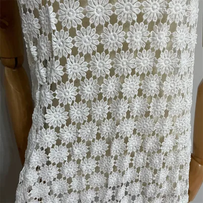 High Quality Stock Water-soluble Embroidery Flower Fabric Hollow Out Lace Fabric Guipure Embroidery Fabric