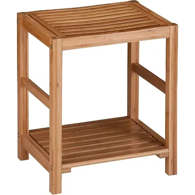 Bamboo Bathroom Bench Bedroom Living Room Plant Storage Shelf