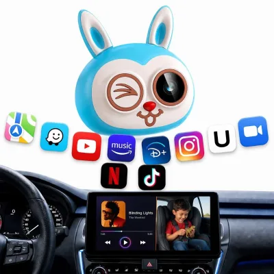 Wireless Carplay Adapter Baby Monitor 6 in 1 CarPlay Dongle Android Auto Samsung Dex Rear Seat Kid Pet Car Camera HD 1080P