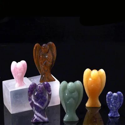 Factory Price Natural Crystal Angel Carved Healing Stone Amethyst Rose Quartz Angel for Gift and Decor Home