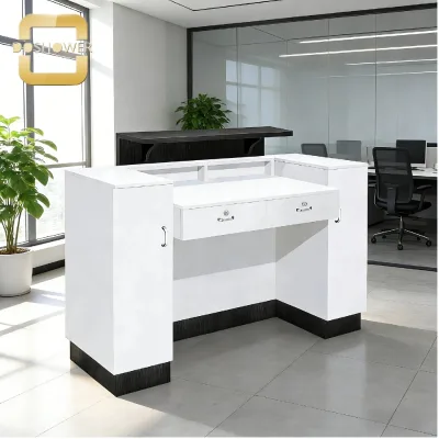 Custom Modern Solid Wood Durable Front Desk Reception Counter for Office Building Hospital Beauty Salon Hotels