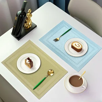 Square Modern Minimalist Placemat Western Table Mat Nordic Eco-Friendly PVC Woven Double-Frame Dining Table
