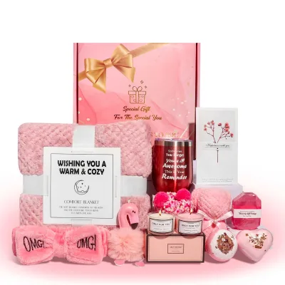 Hot Sale Christmas Wedding Giveaway Luxury Aromatherapy Stress Relief Bath Bomb Soap Candle Bath Spa Gift Sets for Women