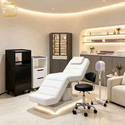 Modern Two-color Beauty Rolling Cart of Large Capacity Storage Mobile Tool Trolley for Professional Skincare & PMU Studio