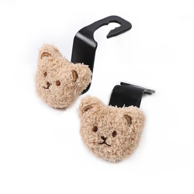 Cute Cartoon Bear Car Decorative Sundries ABS Headrest Hooks for Back Seats Easy Installation Rear Hanger