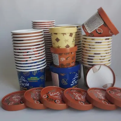 OEM/ODM Factory Supply Food Package Ice Cream Paper Tub Container with Lid Dessert Container