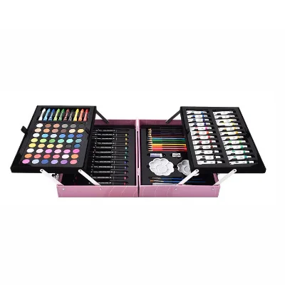 145-Piece Double Aluminum Box Set Famille Rose Watercolor Oil Painting