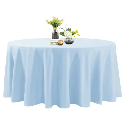 White Ivory Black Woven Disposable 100% Polyester Round Rectangle Square Tablecloth for Wedding Party