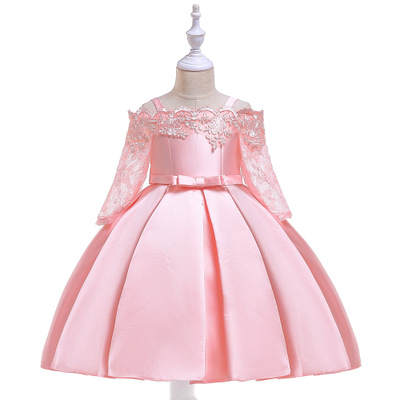 One-shoulder Banquet Evening Dress Girls Birthday Princess Dress Flower Girl Pettiskirt Kids Costume Dress