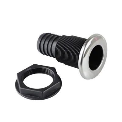 Marine Grade ABS Plastic Thru-Hull Fitting with Stainless Steel 316 Cap for Bilge Pump Scupper Drain RV Accessories