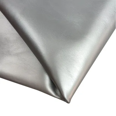 Matte Silver Top-grain Cowhide Leather Wrinkle Resistant Finished for Shoes Bags and Handbags