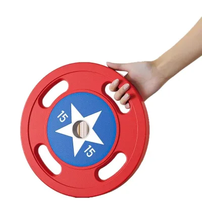Captain America PU Weight Plate, Rubber Coated, Large Hole, for Gym Use