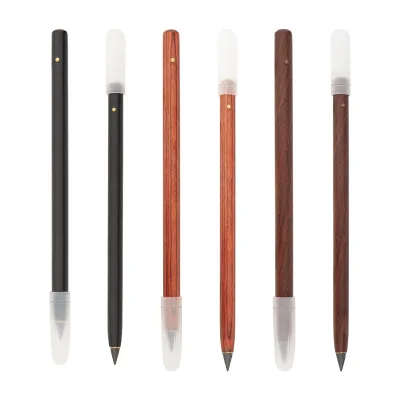 Brown Wooden Magic Eternal Pencils Inkless Pens with Metal Tip for Longer Writings