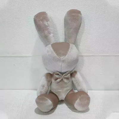 Multi Style Easter Fabric Bunny Doll Checkered Lace Plush Toy with Bow for Easter Decoration Gift