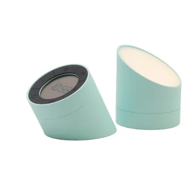 HBK Top Selling Ins Style Bedroom Office Multi-functions Indoor Led Night Lamp Flip Desk Digital Twin Bells Alarm Clock