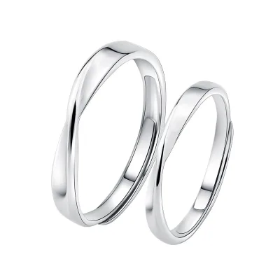 Fashion Lover Rings Real 925 Sterling Silver Wedding Rings Couple Engagement Rings for Valentine'S Day Present