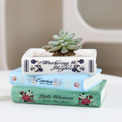 Modern Ceramic Bookshelf Vase Flower Pot Living Room Desk Creative Book Vase