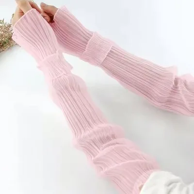 Summer Long Fingerless Gloves Women Sun Protection Sleeves Gloves Lady Thin Lace Mesh Arm Sleeve Sunscreen UV Breathable Mittens