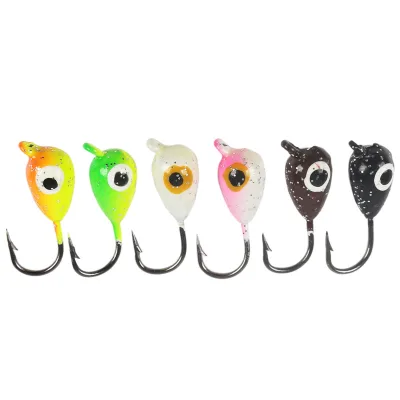 1.6g Micro Colored Ice Fishing Hook Bait Lure Fishing Hook Water Droplet Shaped Lead Head Hook Root Fishing Hook Jigging Lure
