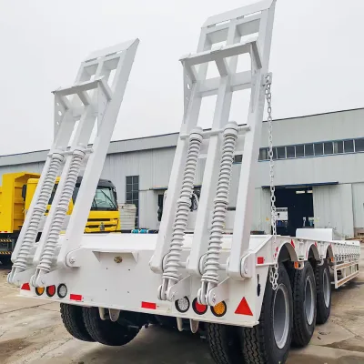 Customized New 3 Axles 60-100Ton Loader Truck Transport Low Bed Trailer 13m Trailer Flat Bed