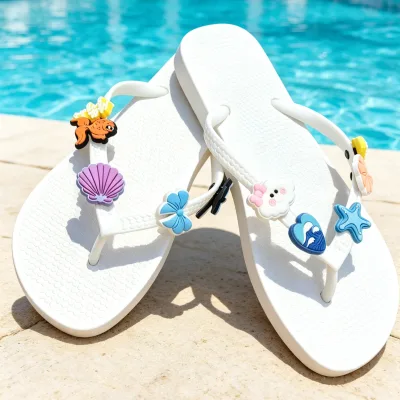 Pvc Personalized Flip Flop Charm Clip Factory Summer Beach Cartoon Flip Flops Charms Customized Flip Flops Charm