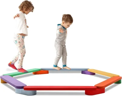 Montessori Indoor Outdoor Folding Lifting Interactive Balance Beam Cartoon Shape Toddlers Ages 2-6 Wood Material Unisex Custom