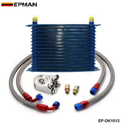 ADDCO EPMAN 15 ROW AN-10AN UNIVERSAL ENGINE OIL COOLER KIT + ALUMINUM HOSE END KIT EP-OK1013