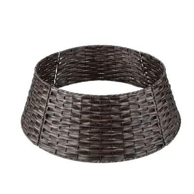 Hand Woven Detachable Christmas Decoration Basket Large PP Rattan Plastic Brown Christmas Tree Base