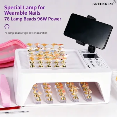 5 Adjustable Modes 96W Nail Lamp & Dryer Plug-in Scratch Resistant 360 Even Light Phone Holder Nails Dryer Machine