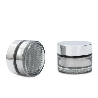 50g Glass Cream Eye Cream Bottle with Thick Mesh Base and Silver Cover