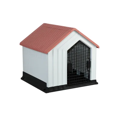 Hot Selling PP Plastic Outdoor Dog House with Blue/Red/Dark Grey Roof